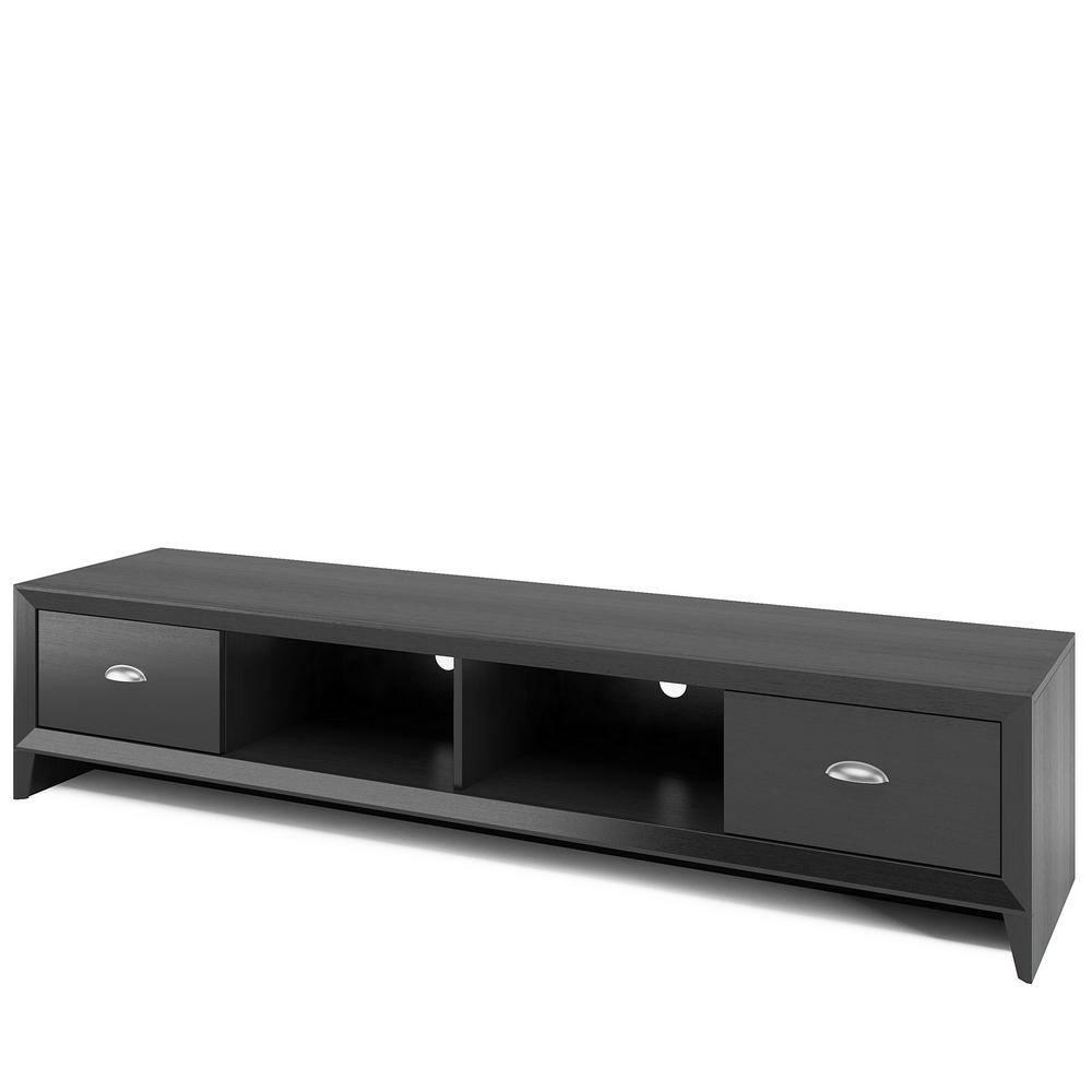 CorLiving Lakewood Extra Wide TV Stand for TVs up to 80" Black : Modern Entertainment Center with Storage