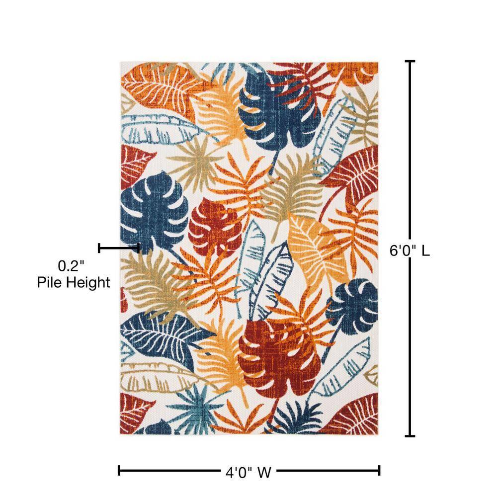 Cabana CBN831 Power Loomed Indoor/Outdoor Area Rug - Creme/Red - 4'x6' - Safavieh