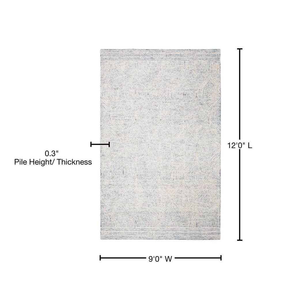Abstract ABT340 Handmade Indoor Area Rug - Ivory/Blue - 9'x12' - Safavieh