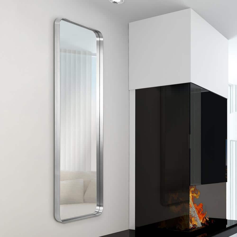 Empire Art Direct Ultra Brushed Silver Stainless Steel Frame Rectangle Wall Mirror, 18" x 48" x 2", Ready to Hang