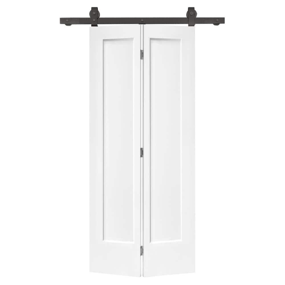 Calhome Paneled MDF Composite Bifold Barn Door with Installation Hardware Kit