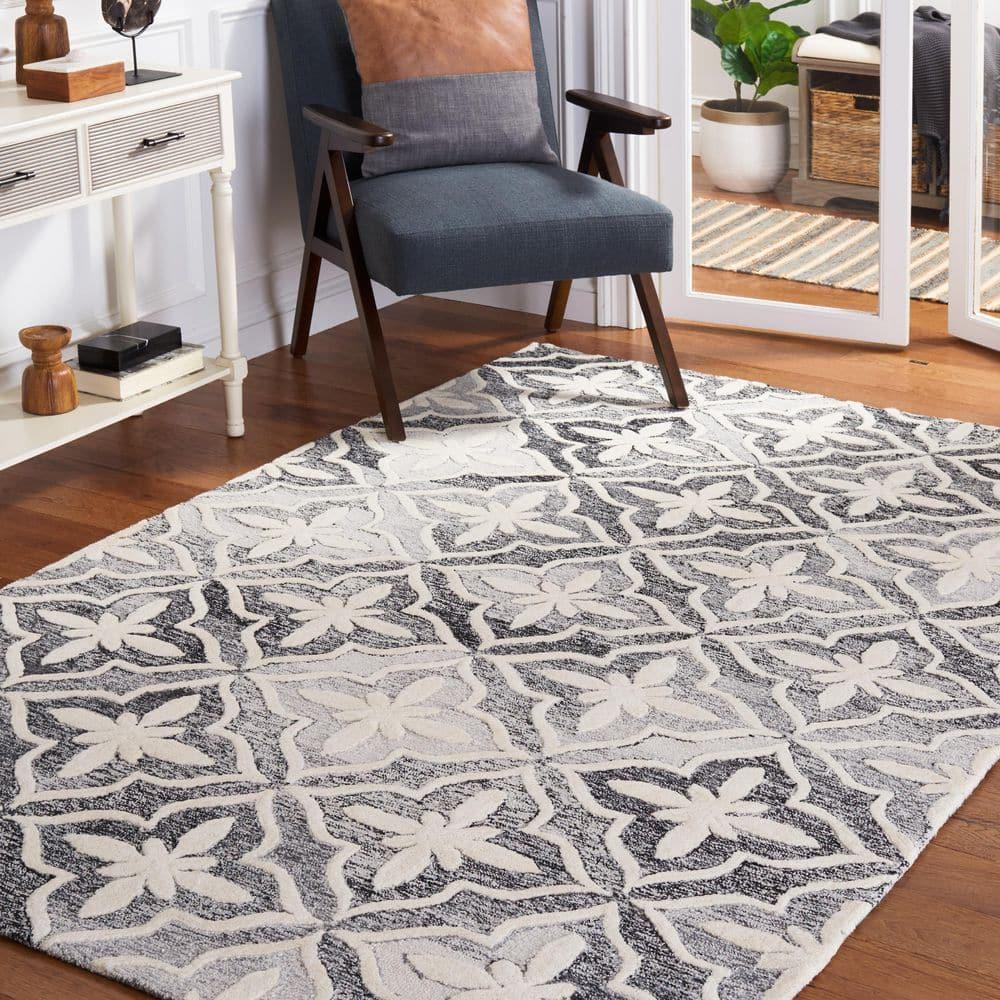 Metro MET872 Hand Tufted Area Rug - Black/Ivory - 6'x6' - Safavieh.