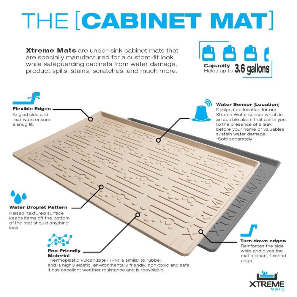 Beige 34" x 19" Flexible Waterproof Under Sink Cabinet Mat