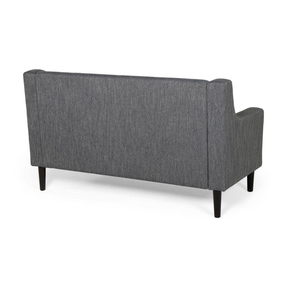 Noble House Kayden Indoor Contemporary Fabric Loveseat, Charcoal, Dark Brown