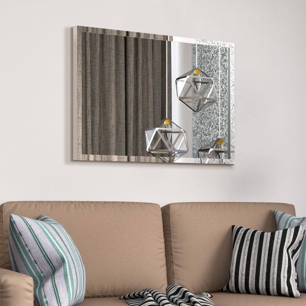 Empire Art Direct Contempo Stainless Steel Gold Wall Mirror Plished Silver 24" x 36" Silver