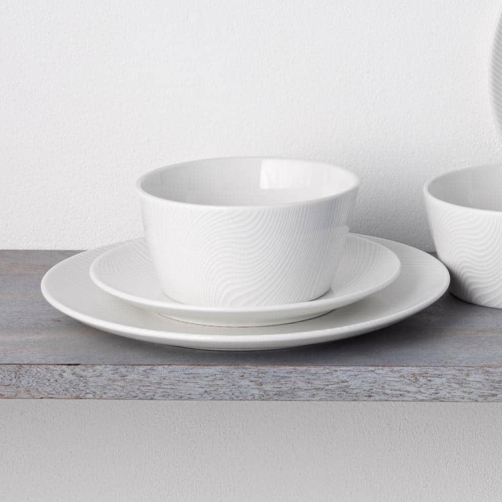 Noritake Colorscapes White-on-White Dune Coupe Dinner Plates, 11"