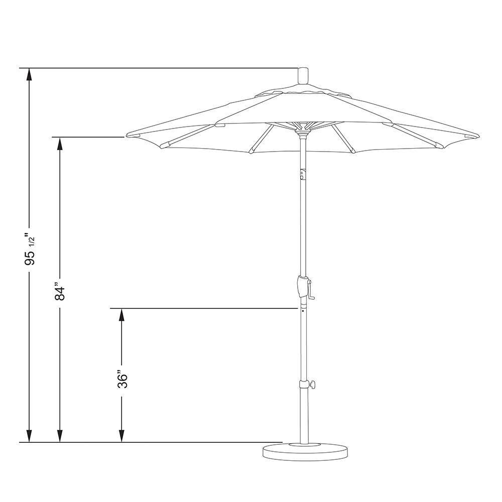California Umbrella 7.5' Round Aluminum Market Umbrella, Crank Lift, Push Button Tilt, Bronze Pole, Olefin Frost Blue