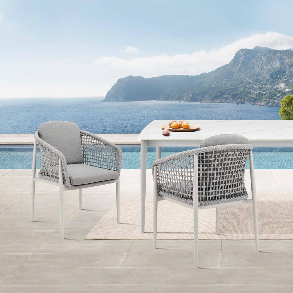 Rhodes Outdoor Patio Dining Chair in Aluminum Set of 2
