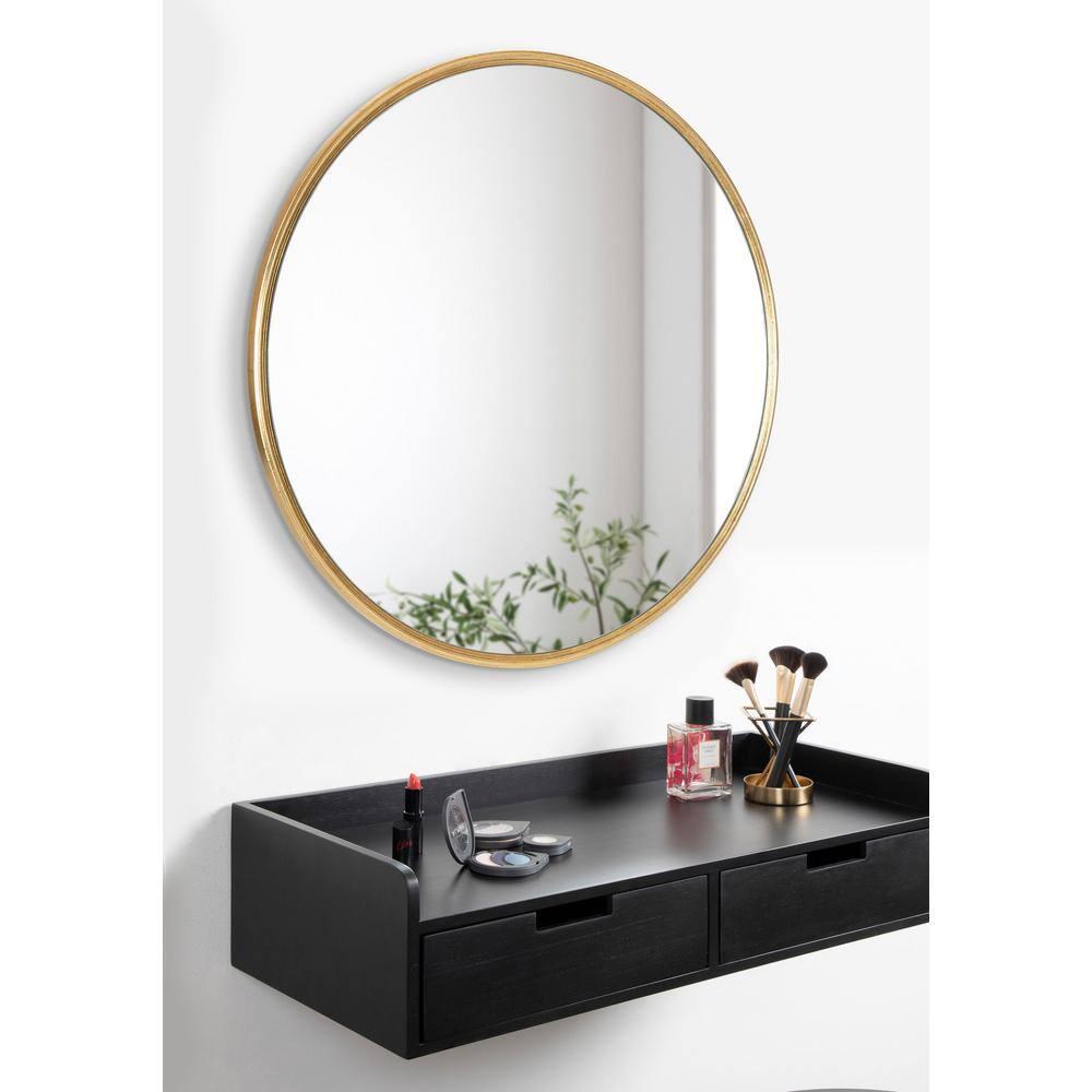 24" x 24" Caskill Round Framed Decorative Wall Mirror Gold - Kate & Laurel All Things Decor