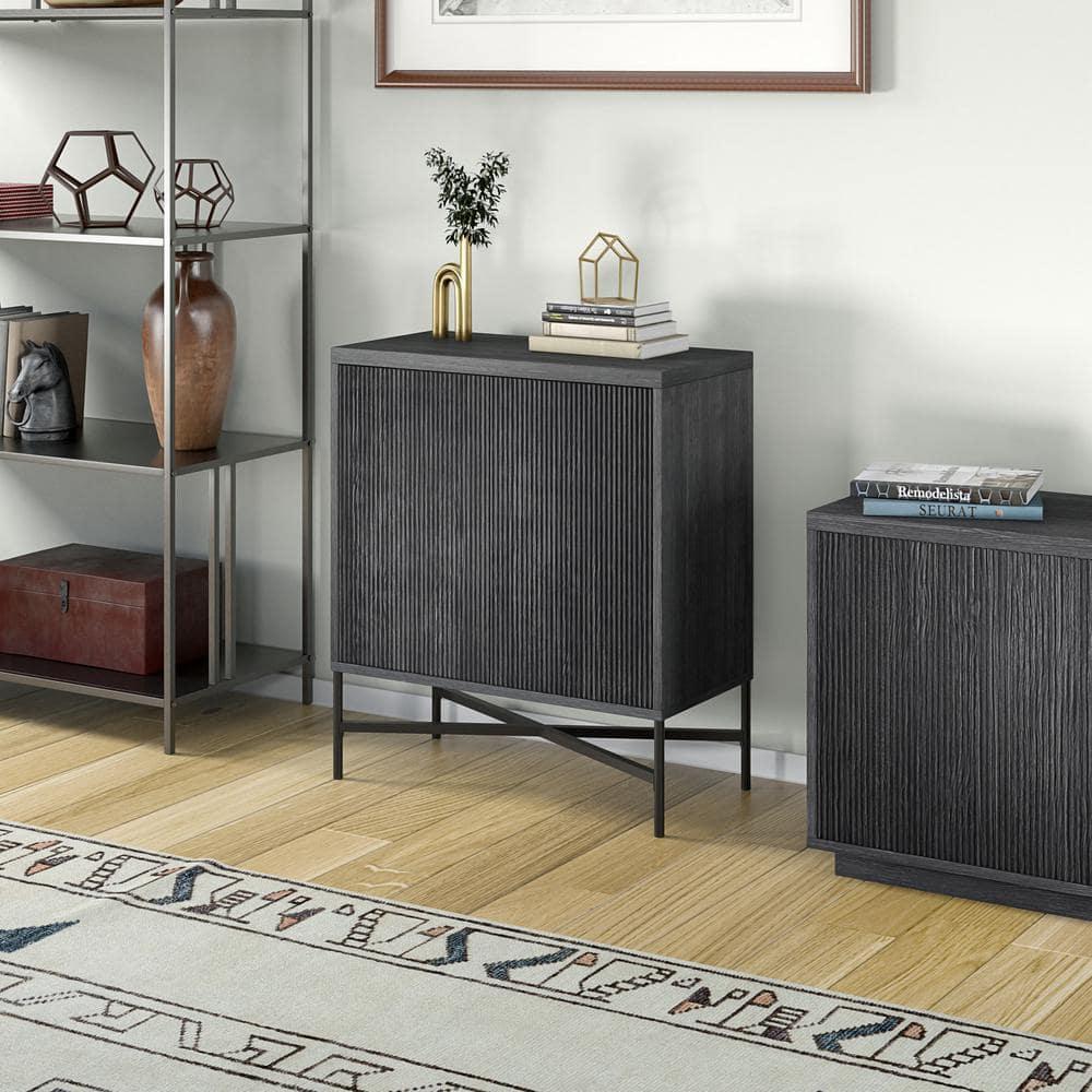 Evelyn&Zoe Brighton 28" Wide Rectangular Accent Cabinet, Charcoal Gray