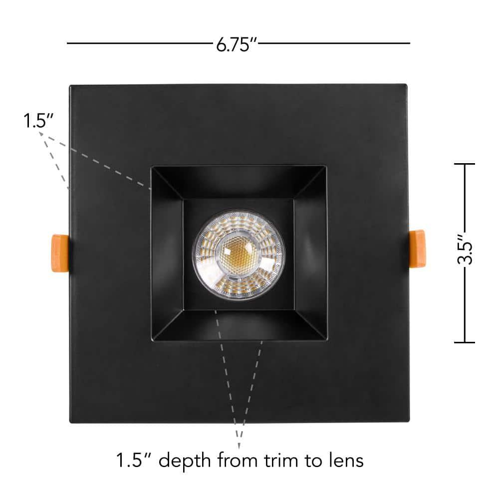 Maxxima 6” Ultra-Thin Recessed Anti-Glare LED Downlight Canless IC Rated 1200 Lumens 5 Color Temperature Select 2700K/3000K/3500K/4000K/5000K Dimmable Square Black Trim 90 CRI 5CCT Slim J-Box Included