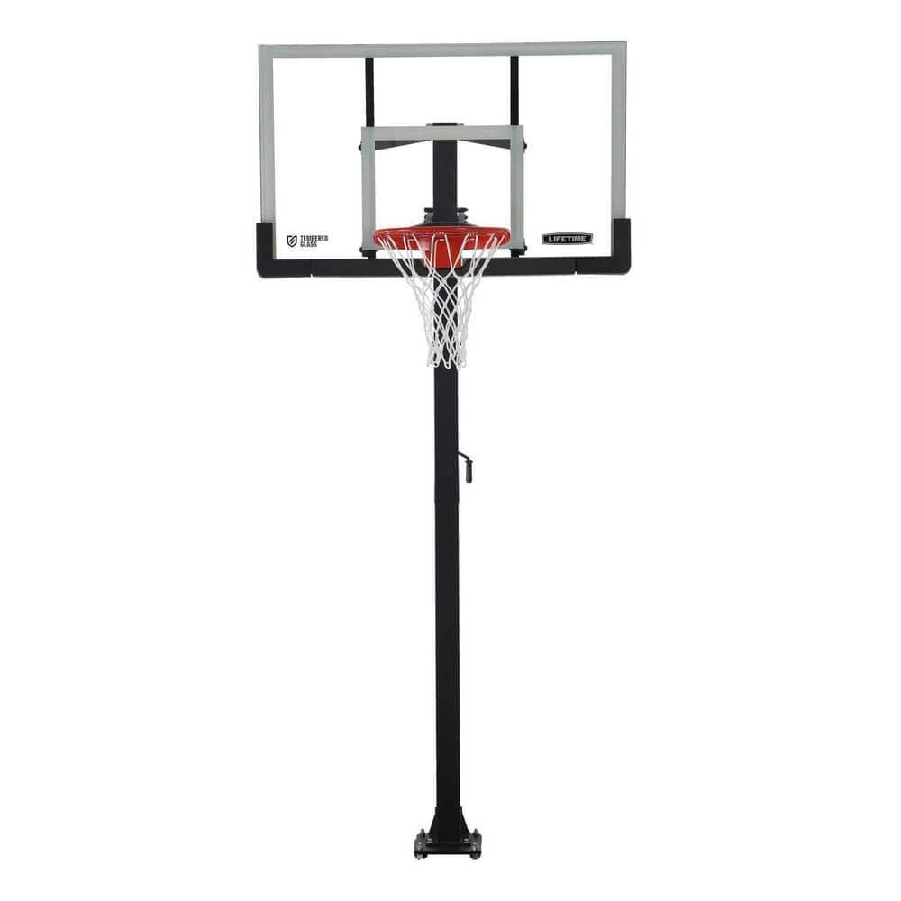 Lifetime New Adjustable Bolt Down Basketball Hoop (60-inch Tempered Glass), 90569