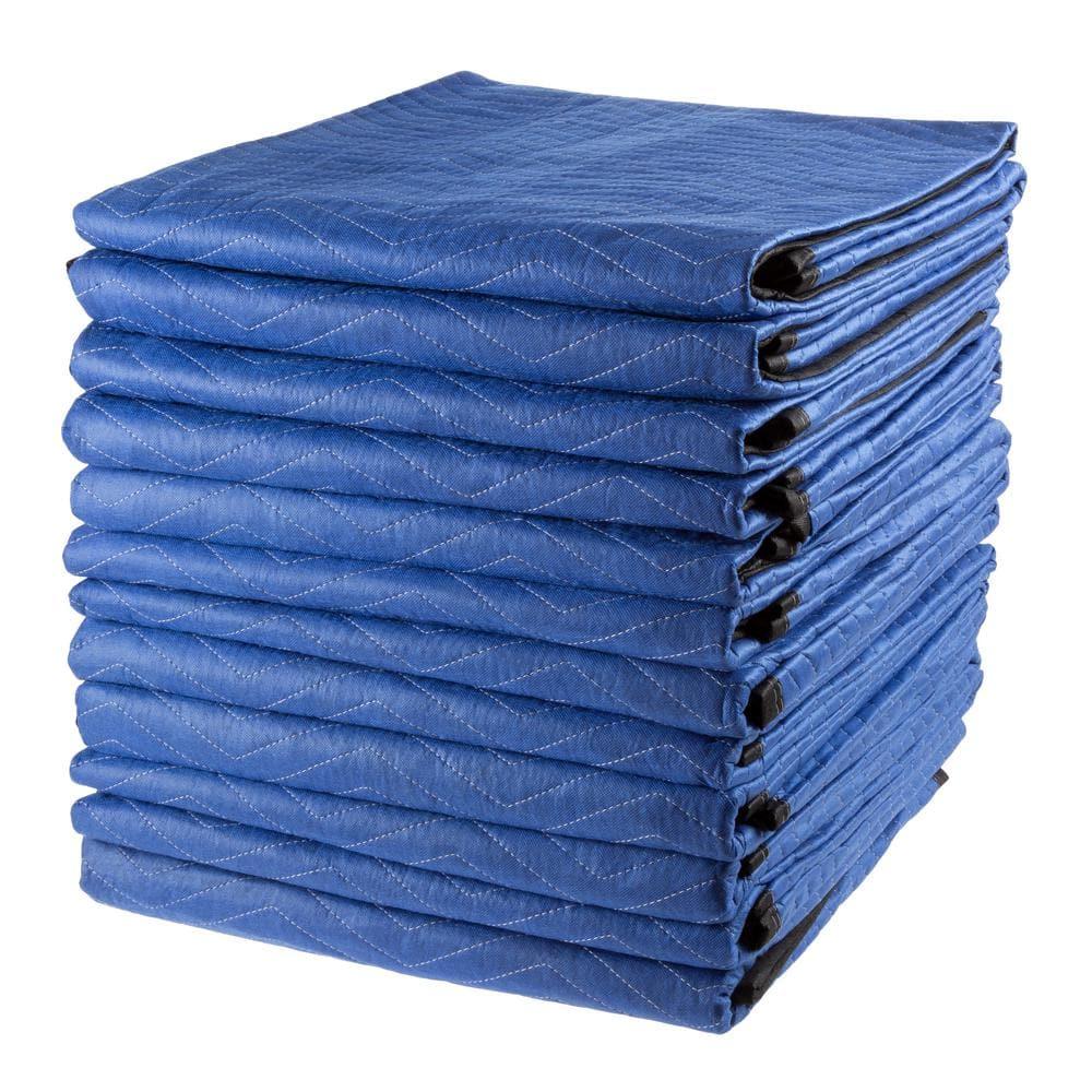 Stalwart 12-Pack of Dual-Layer Padded 80x73-Inch Moving Blankets (Blue)