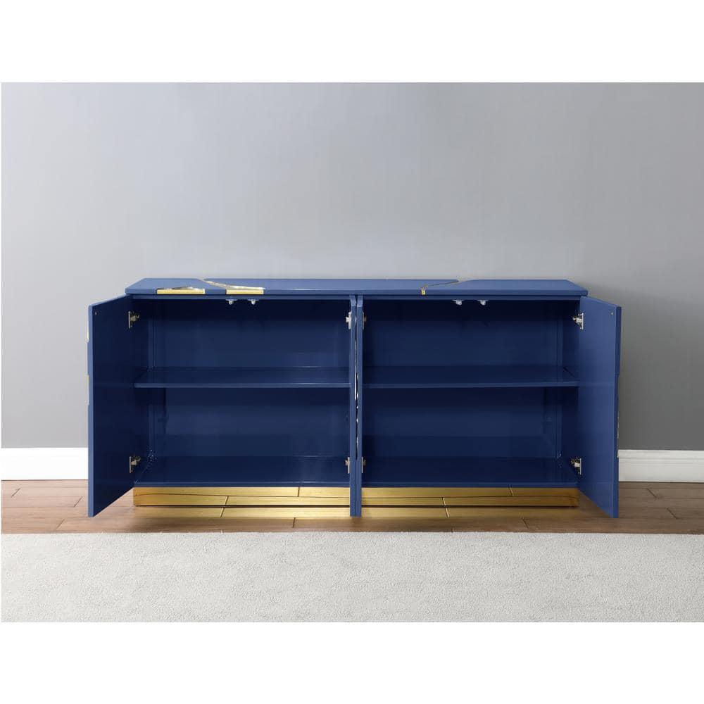 Best Master Furniture Domitianus Wood Sideboard with Gold Accents in Navy