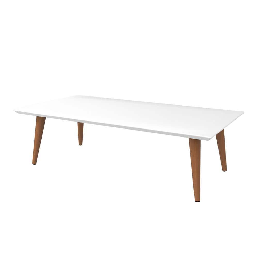 11.81" Utopia High Gloss White Coffee Table with Splayed Legs - Manhattan Comfort: Mid-Century Modern Design