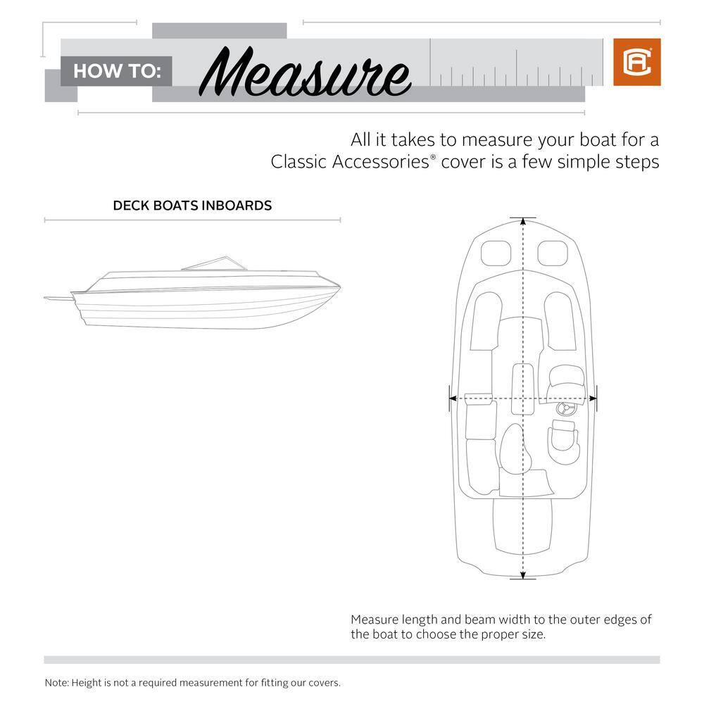 Classic Accessories StormPro™ Heavy Duty Boat Cover with Support Pole, Fits Boats 22' - 24' L x 116" W, Trailerable Boat Cover, Model F, Charcoal