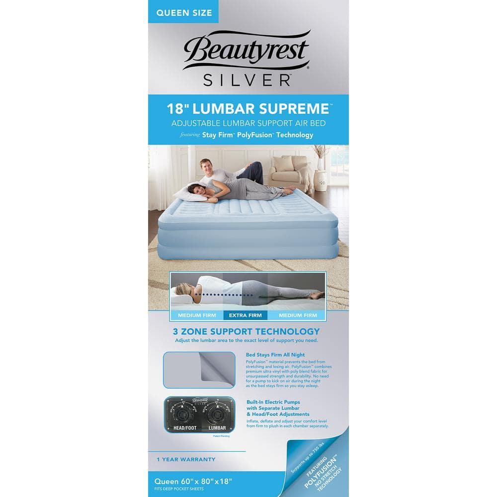 Beautyrest Lumbar Supreme 3-Zone Adjustable Air Mattress with Built-in Pump - Queen