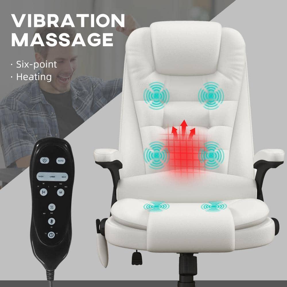 HOMCOM High-Back Massage Office Chair, Heated Reclining Computer Chair with Remote, White