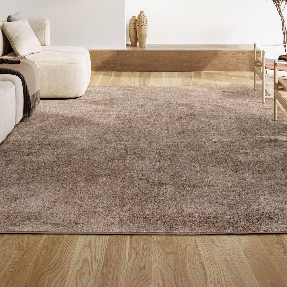 4'x6' Haze Solid Low-Pile Area Rug, Beige - JONATHAN Y