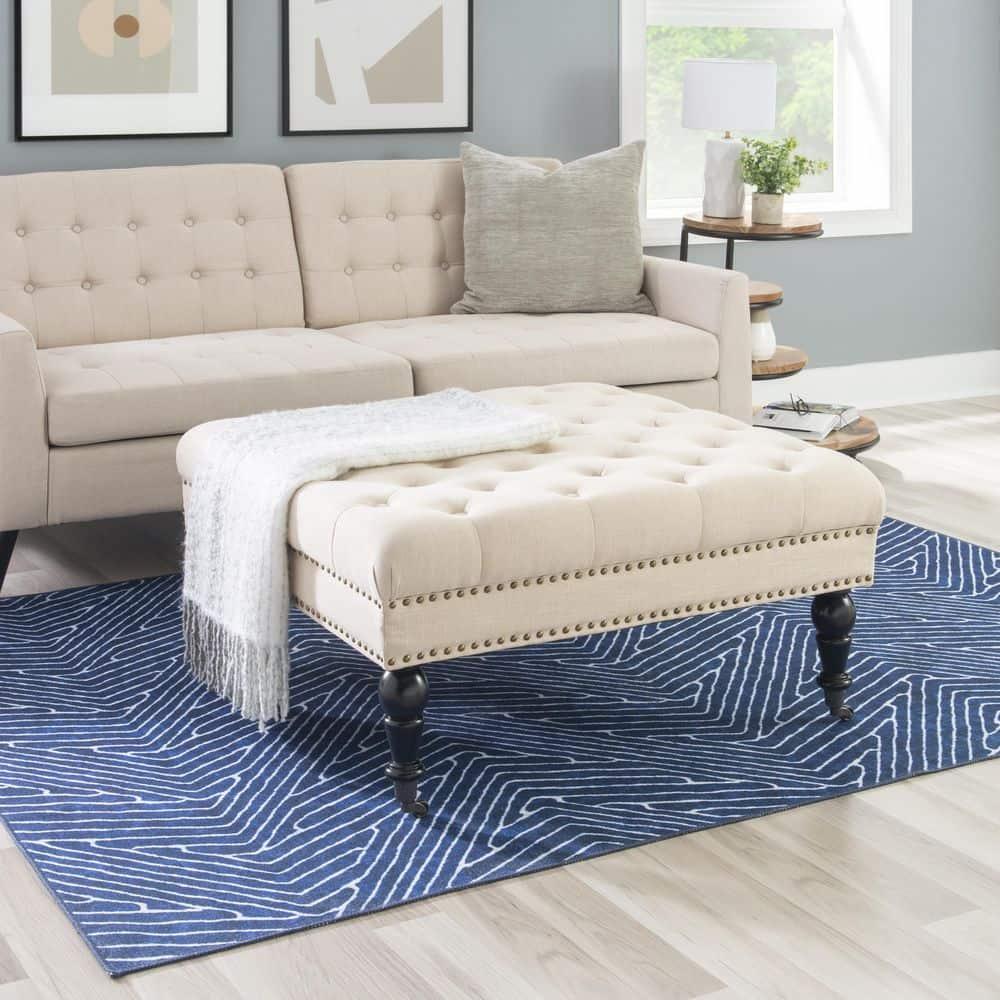 Kelly Clarkson Home Landis 35" Nailhead Trim Tufted Upholstered Ottoman