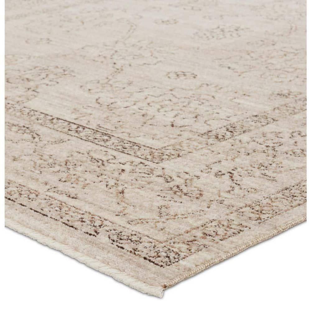 Bungalow Rose Floral Machine Woven Polyester Area Rug in Beige/Brown