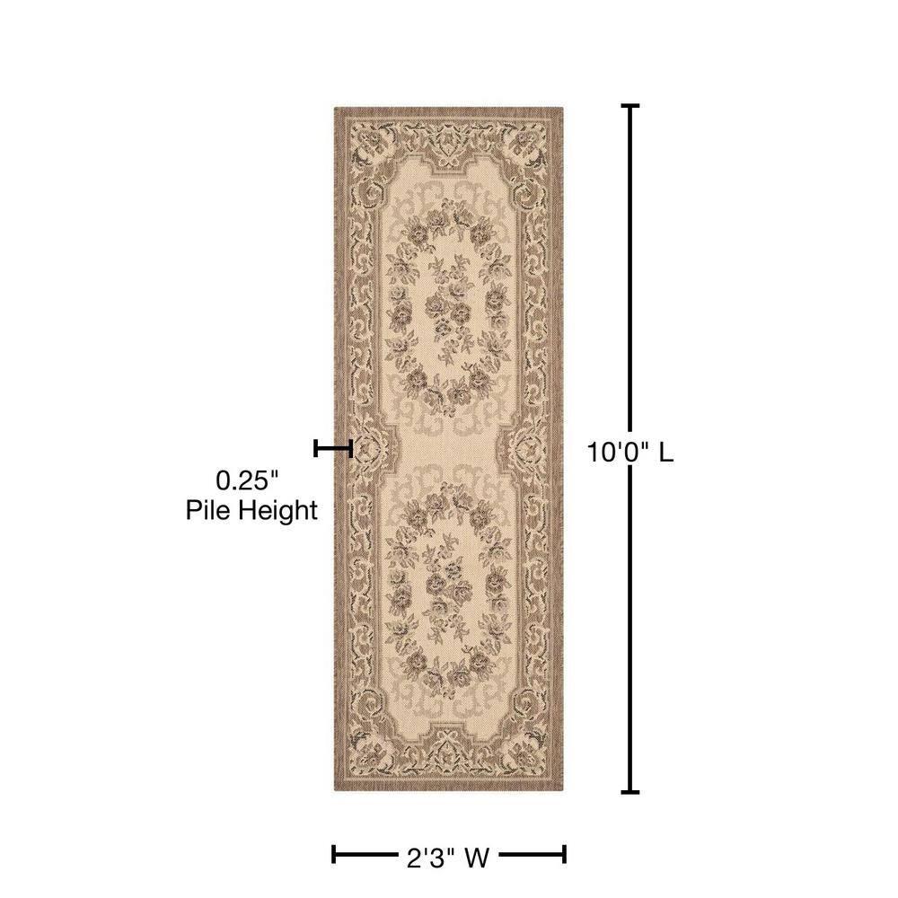 Courtyard CY7208 Power Loomed Indoor/Outdoor Runner Rug - Creme/Brown - 2'3"x10' - Safavieh.