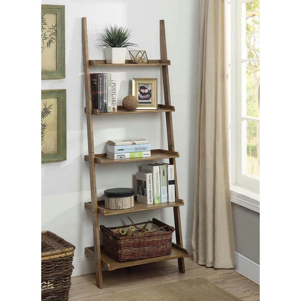 Convenience Concepts American Heritage 5-Shelf Ladder Bookcase, Driftwood