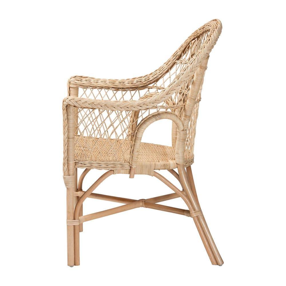 bali & pari Zaira Modern Bohemian Natural Rattan Arm Chair