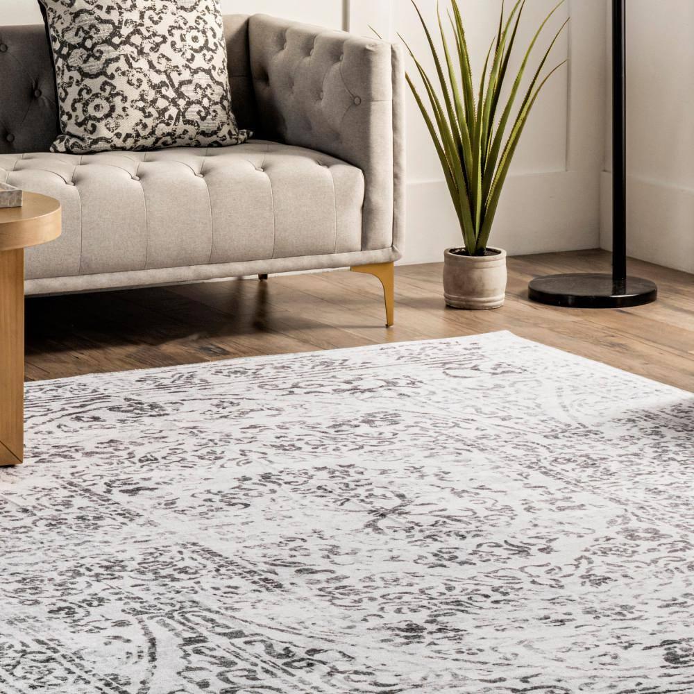 Nuloom Bess Persian Vintage Pet Friendly Machine Washable Area Rug, 4' x 6', Ivory
