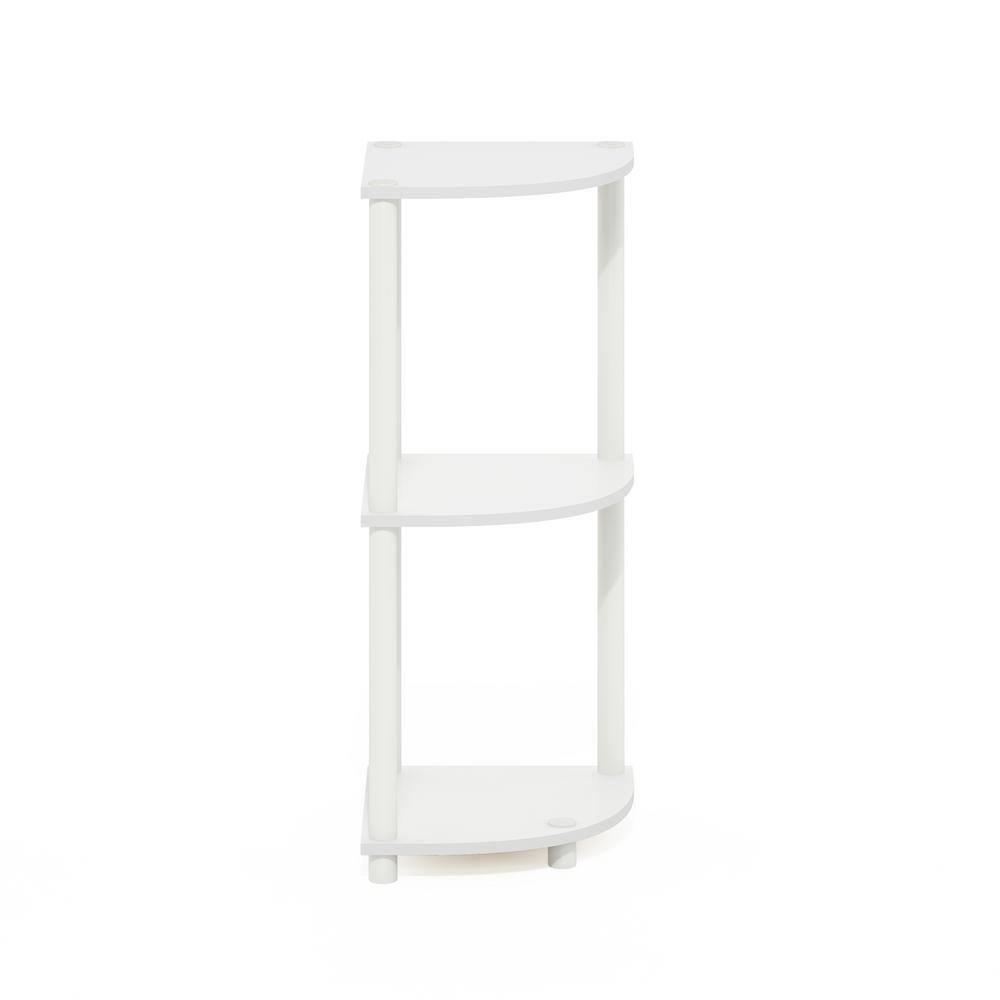 Furinno Turn-N-Tube 3-Tier Corner Display Rack Multipurpose Shelving Unit, White/White