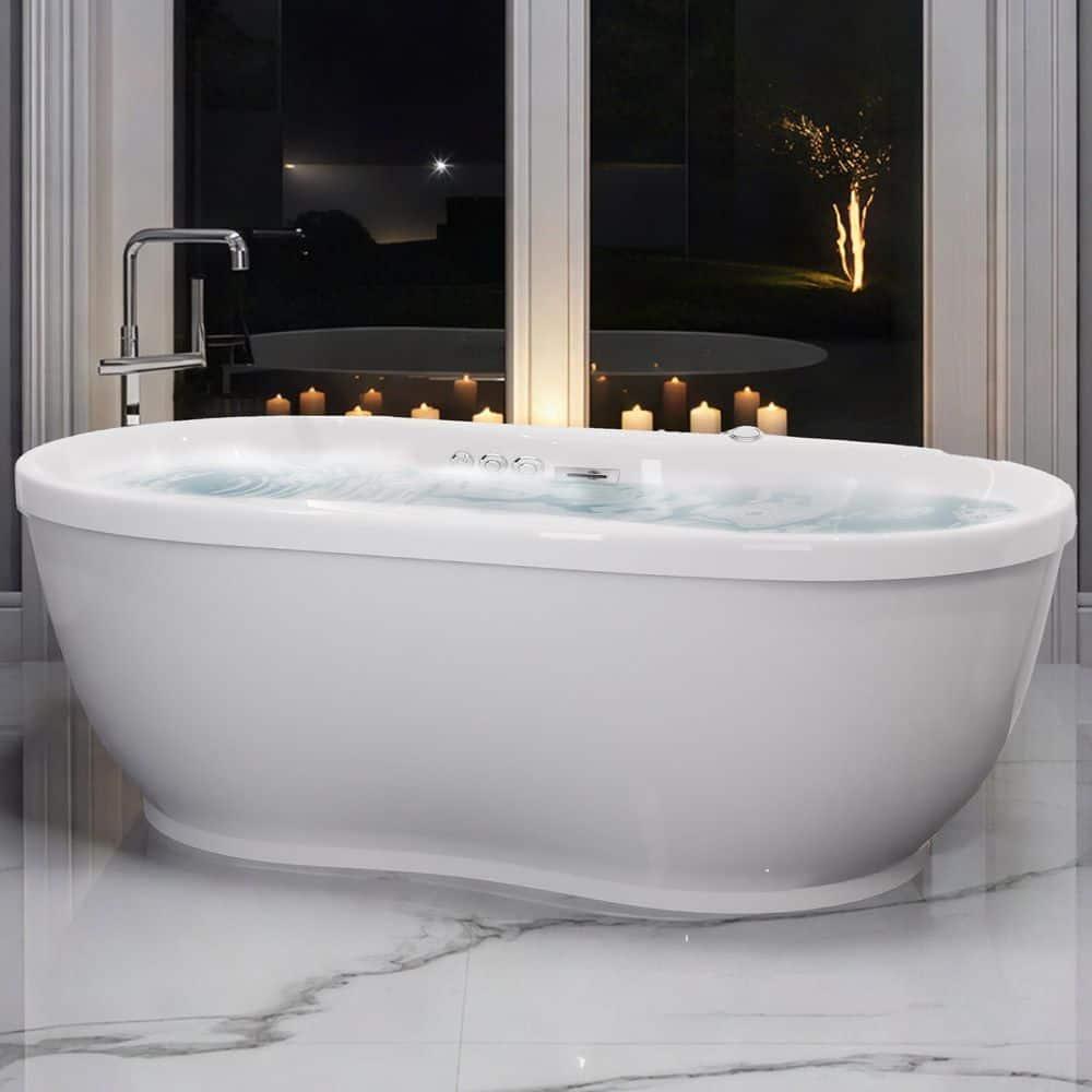 Lori 71.25” x 35.5” Freestanding Whirlpool and Air Acrylic Bathtub