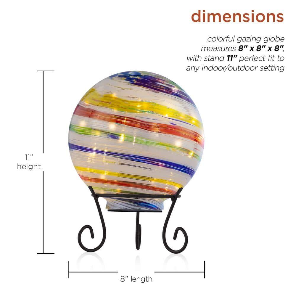 Alpine Corporation 10" Light up Glass Gazing Balls, Multicolor