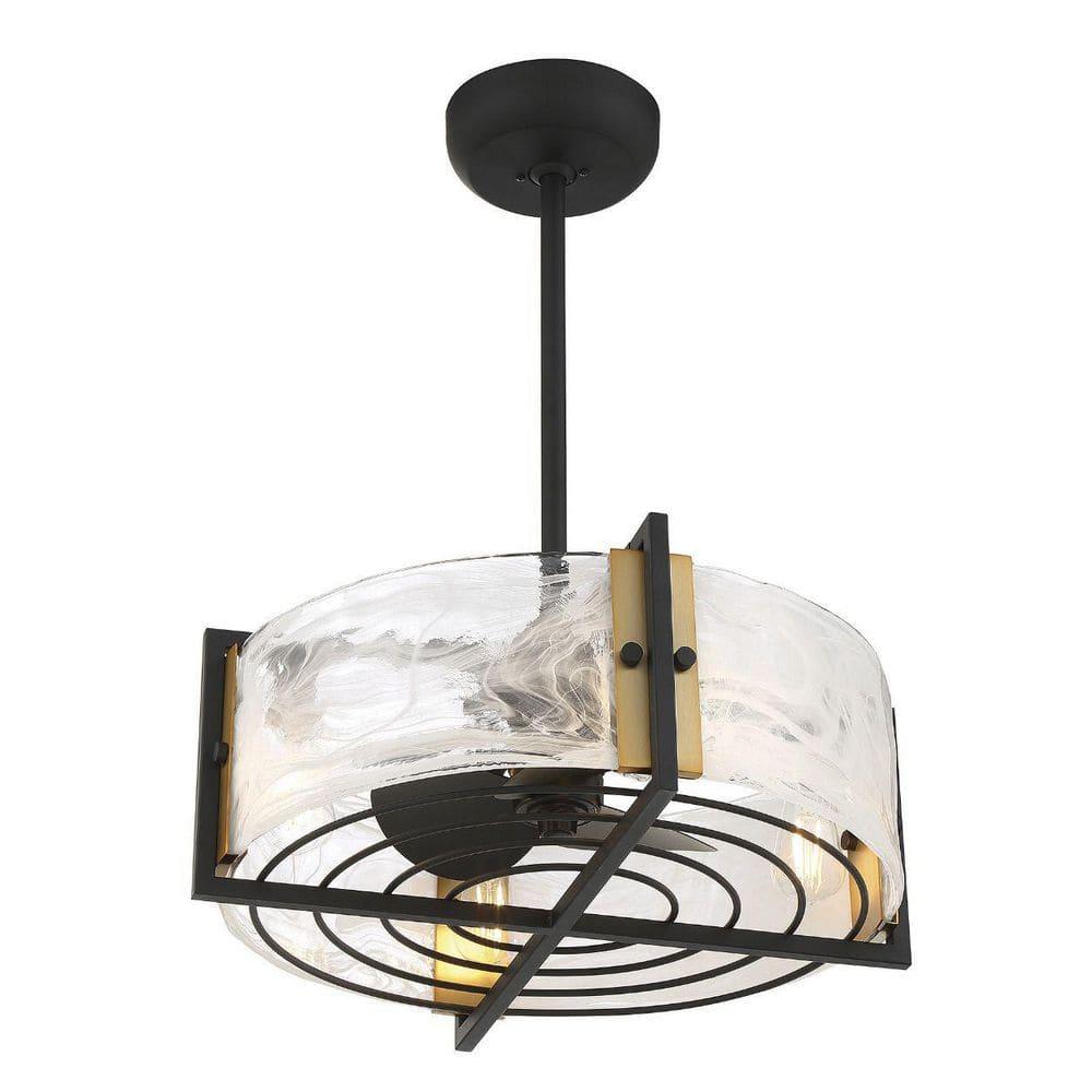 Hayward 4-Light Fan D'Lier in Matte Black with Warm Brass Accents