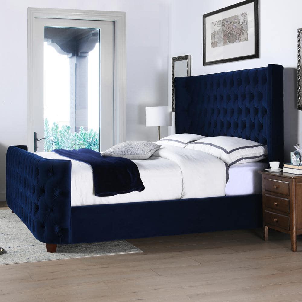 Jennifer Taylor Home Brooklyn Tufted Bed, King, Navy Blue