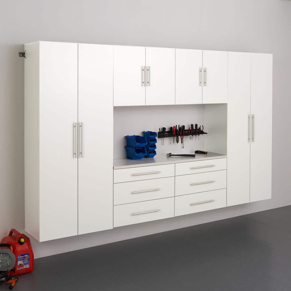 Prepac HangUps 6 Piece 120" Wall Mounted Garage Cabinet Set in White