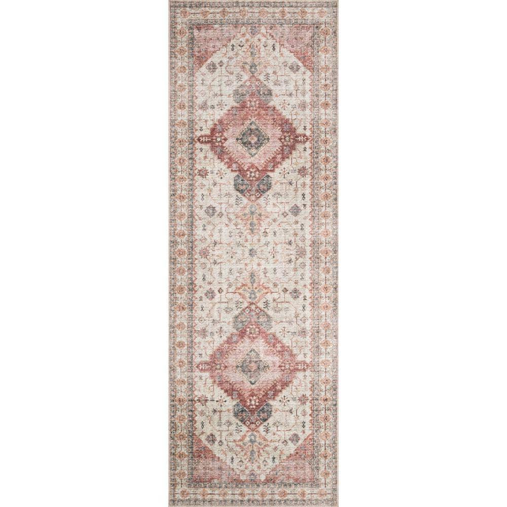 Loloi II Skye Collection SKY-02 Ivory/Berry 6'-0" x 6'-0" Round Area Rug