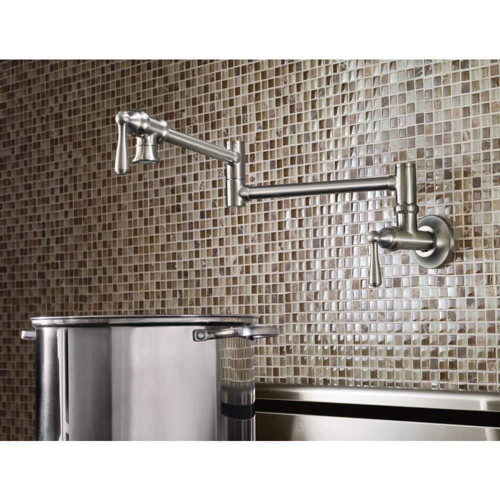 Moen Traditional Wall Mount Swing Arm Folding Pot Filler Kitchen Faucet