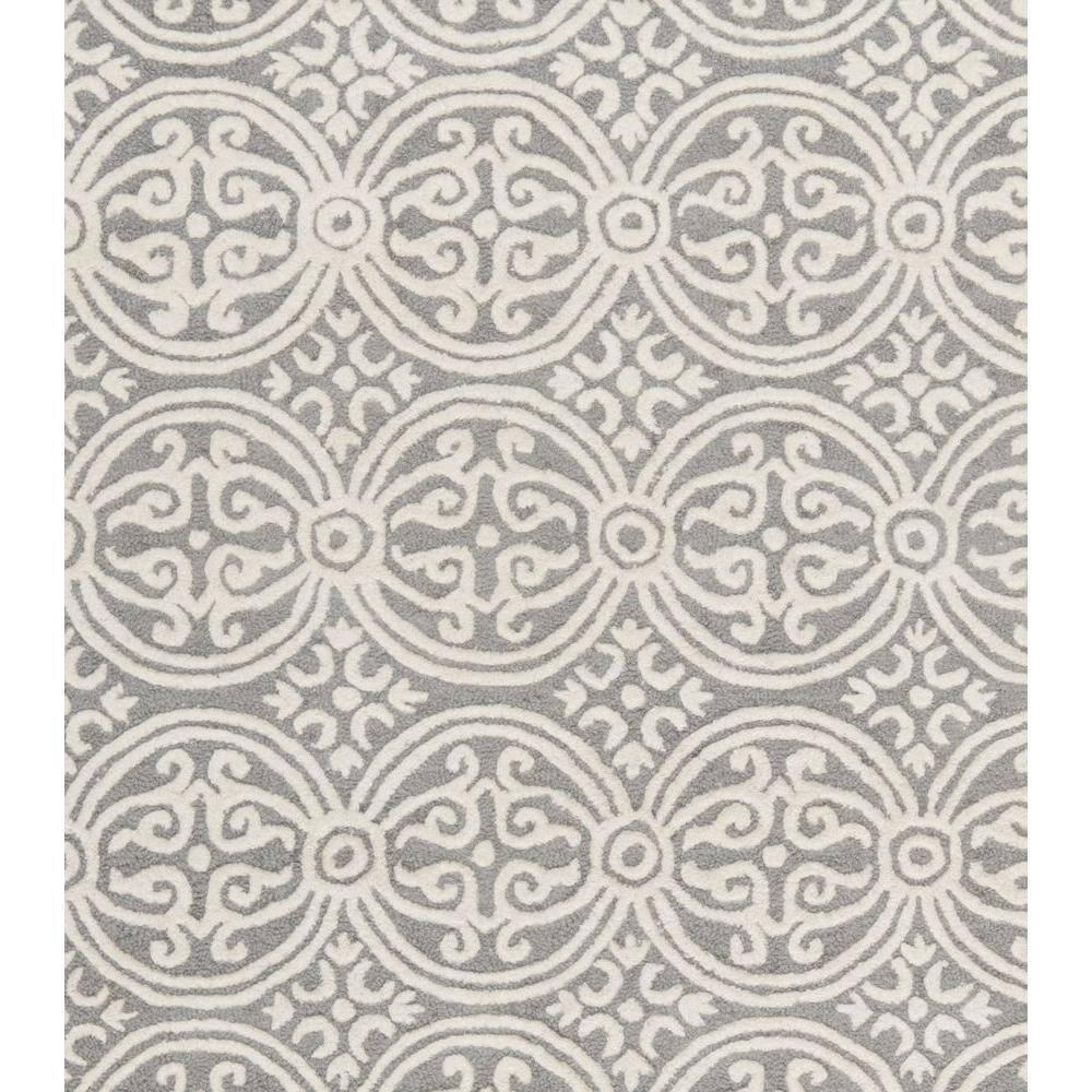 Safavieh Cambridge Damask 5 x 8 (ft) Tufted Wool Silver/Ivory Rectangular Indoor Abstract Area rug