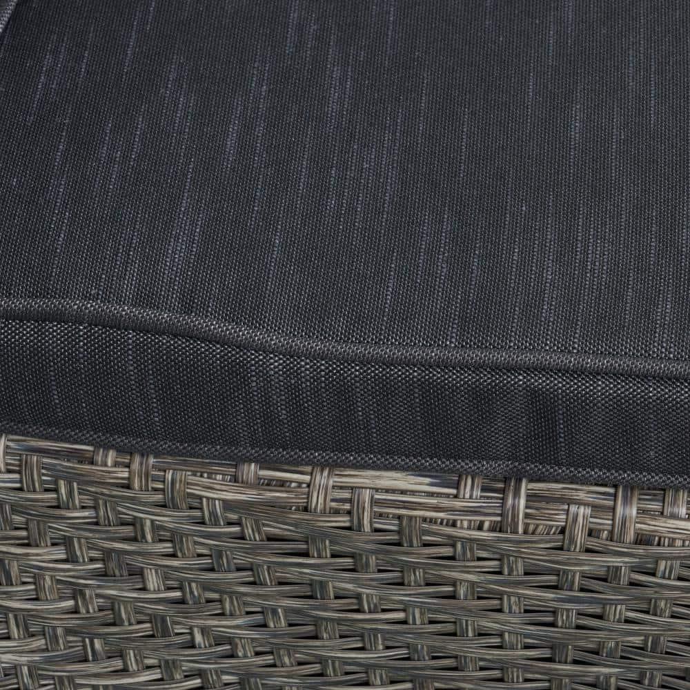 Noble House Larchmont Outdoor Wicker Swivel Chair Mixed Black and Dark Gray