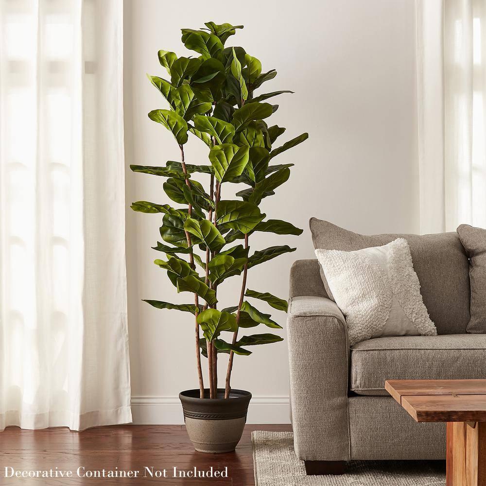 Artificial Fiddle Leaf Fig Tree-72"" Faux Plant in Pot with Natural Feel Leaves-Realistic