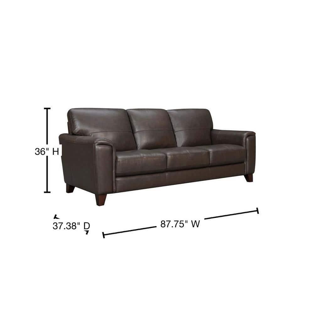 Bergen 87" Espresso Genuine Leather Square Arm Sofa