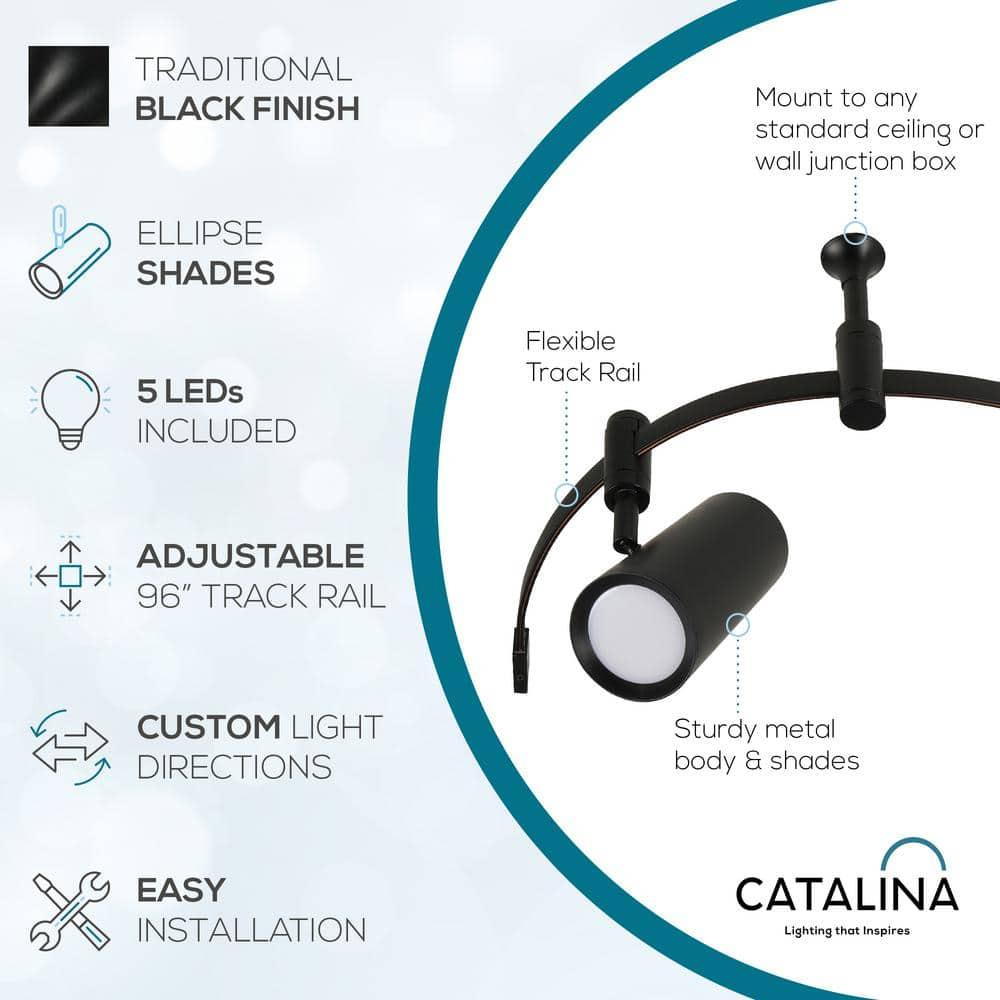 Ellipse 5-Light LED Flex Track - Black