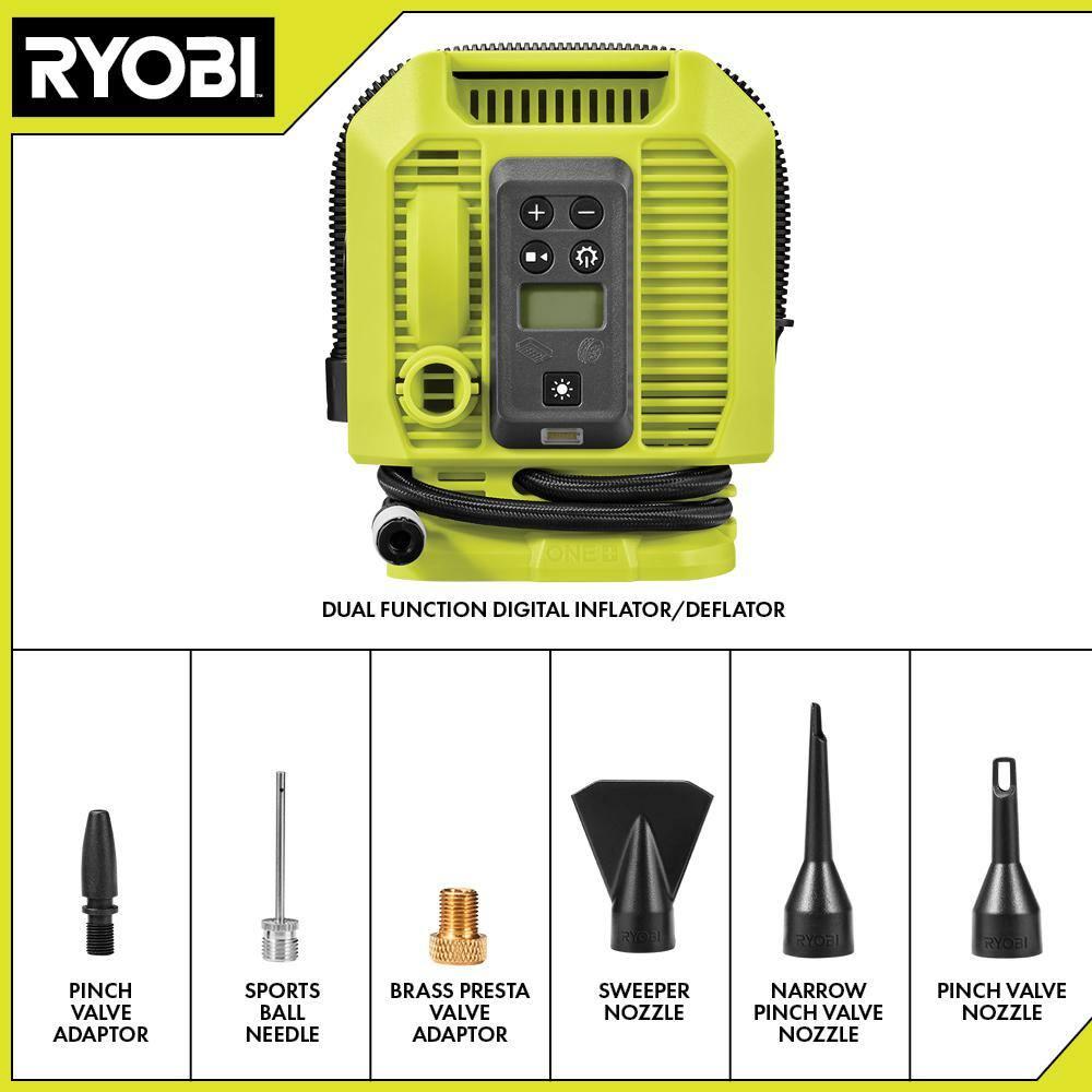 Ryobi 18V ONE+ DUAL FUNCTION DIGITAL Inflator/Deflator, PCL031B