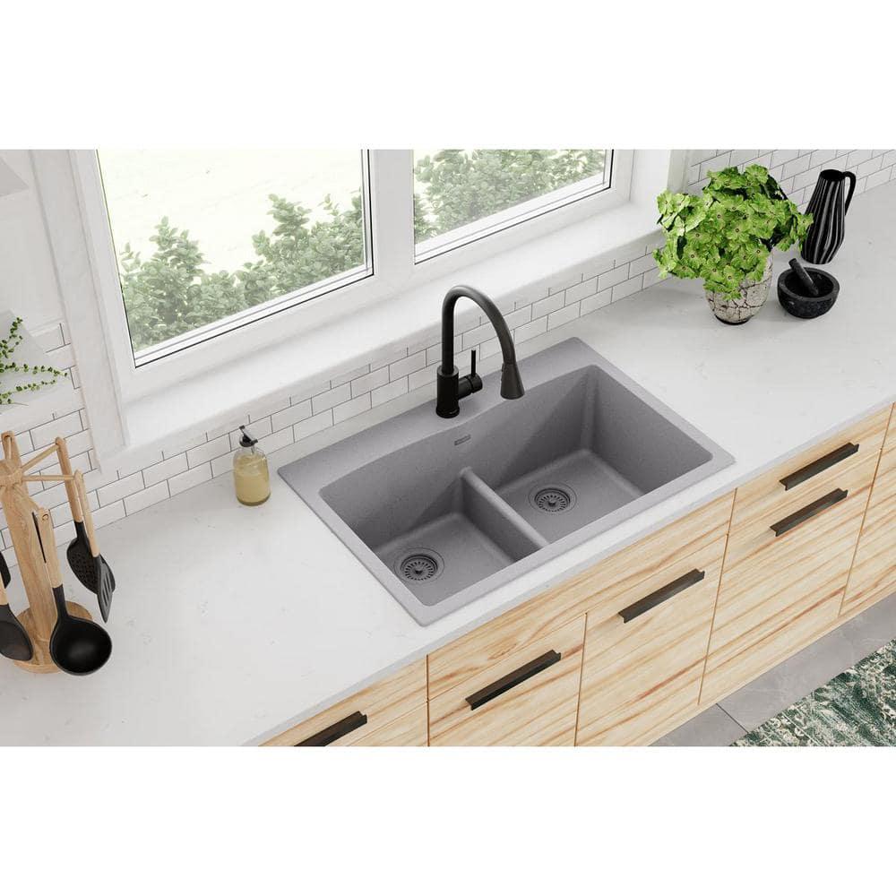 Quartz Classic 33" x 22" x 10" Double Basin Drop-In Kitchen Sink
