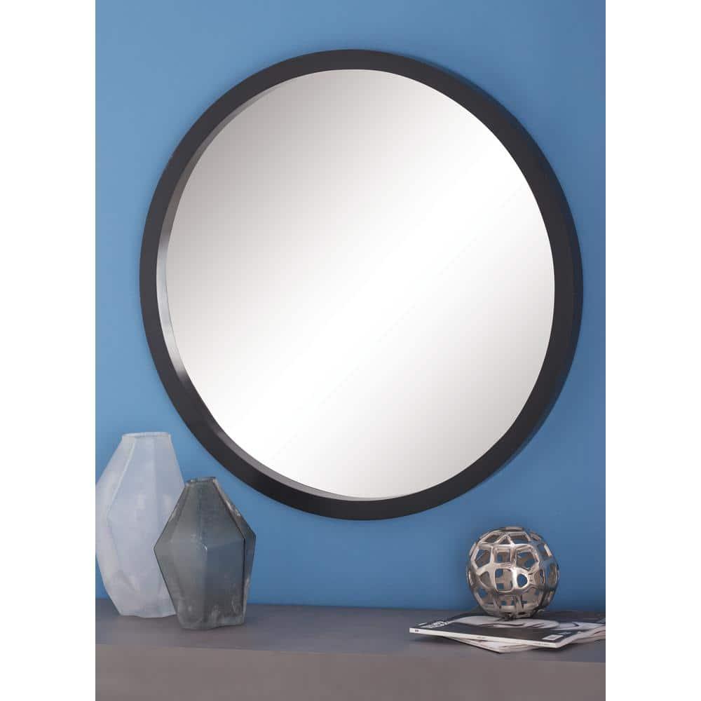 32" Contemporary Wood Wall Mirror Black - Olivia & May: MDF Frame, No Assembly, Wall Mount
