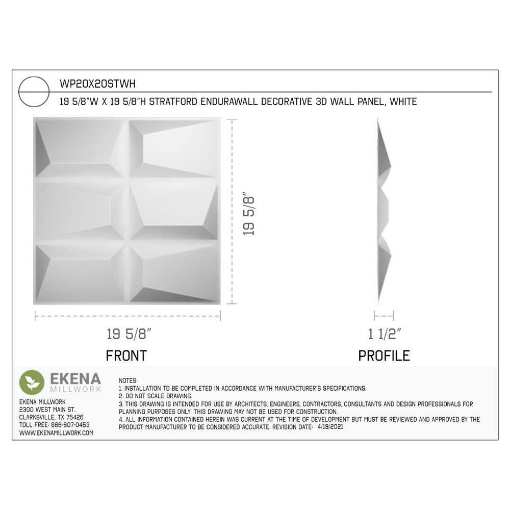 Ekena Millwork Stratford EnduraWall Decorative 3D Wall Panel