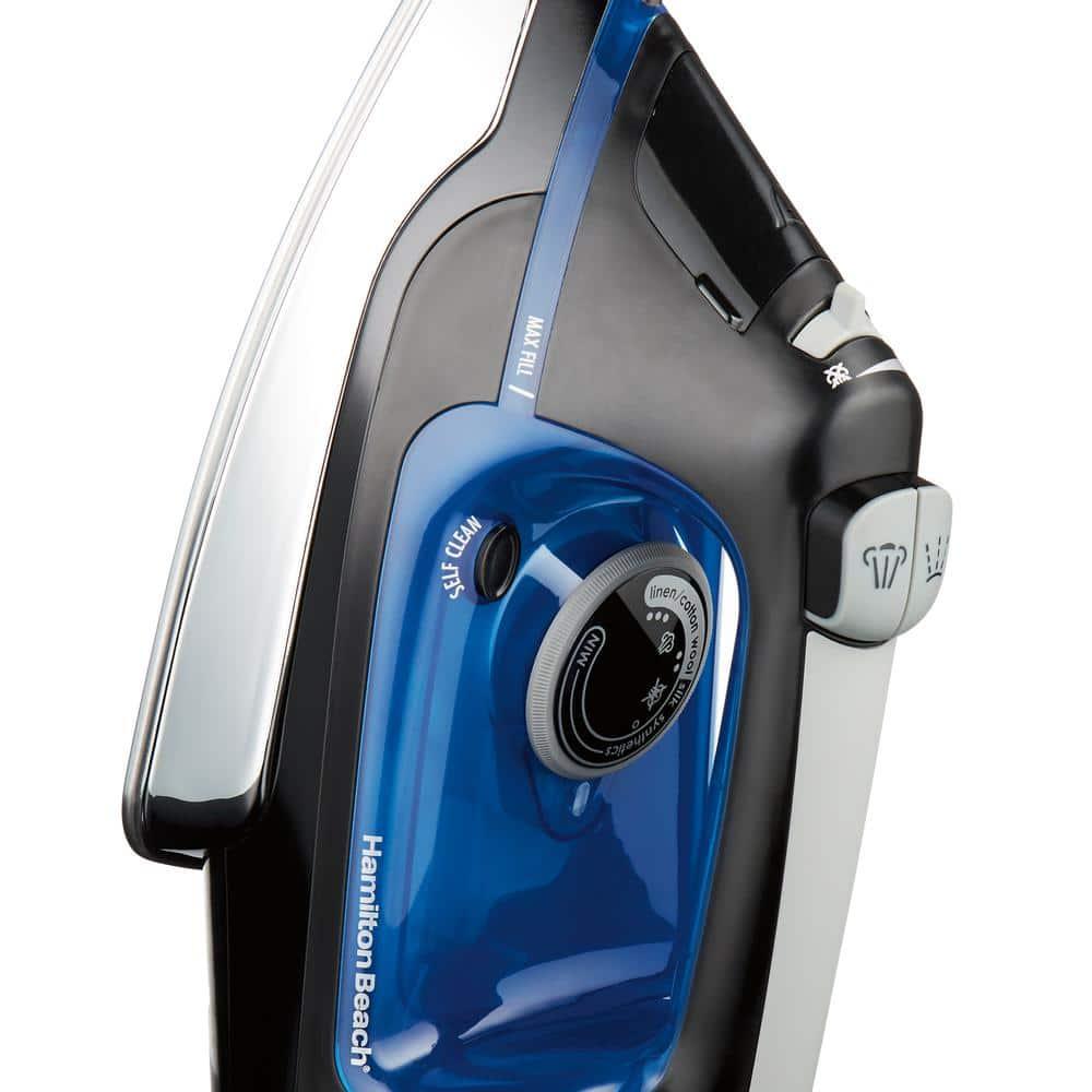 Hamilton Beach Retractable Cord Iron, Black, Stainless Steel Soleplate, 14290