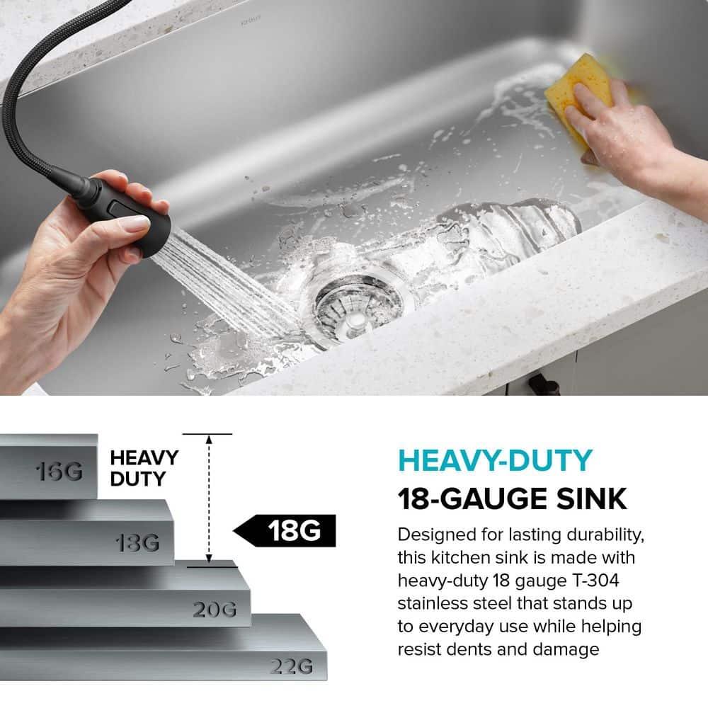 KRAUS Premier Undermount Single Bowl 18-Gauge Stainless Steel Kitchen Sink