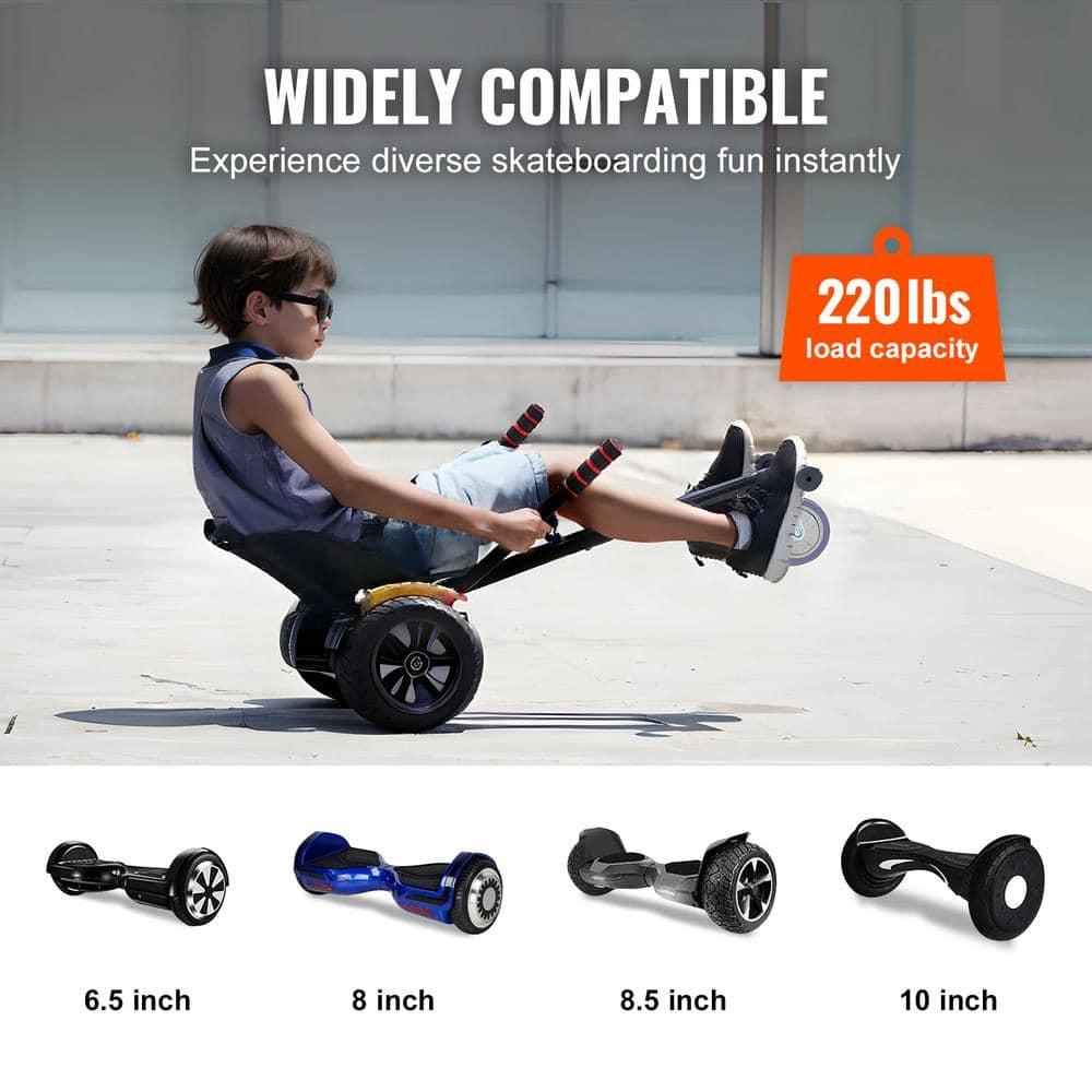 Hoverboard Seat Attachment, Compatible with All 6.5" 8" 8.5" 10" Hoverboards, Grips Control, Adjustable Frame Length and 220 LBS Load Capacity, Hover Board Go Karts Accessory