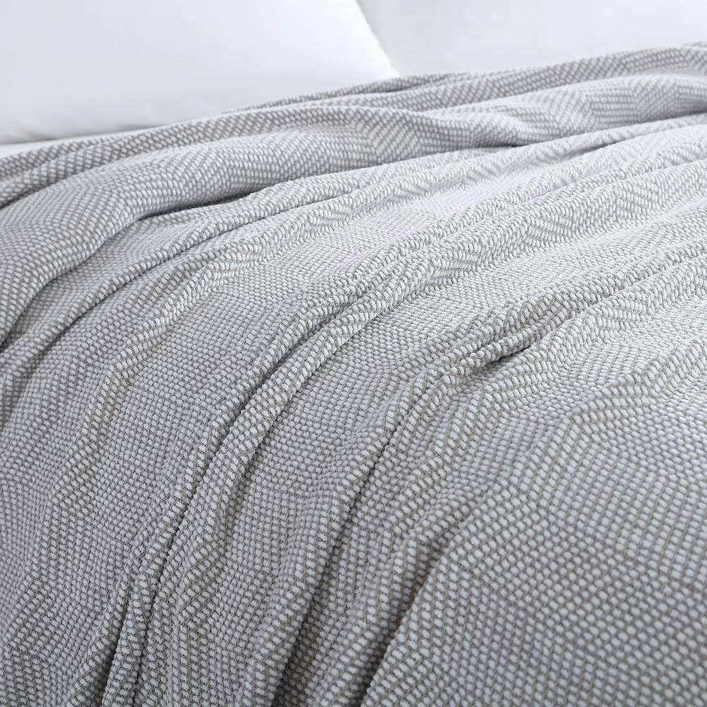 Vera Wang Vera Wang Chenille Pique Cotton Grey Blanket
